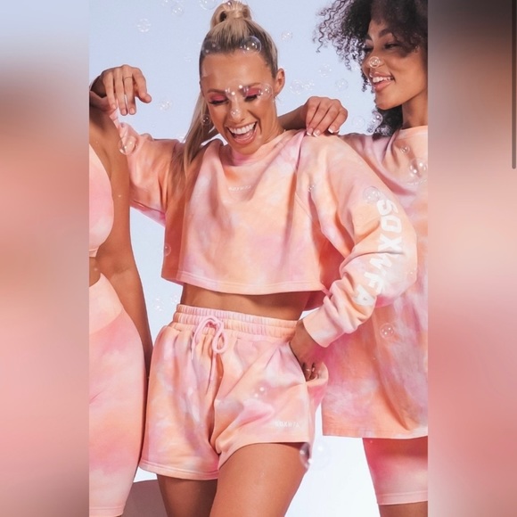 Sarah’s Day x White Fox Active Pink & Orange Cali Tie Dye Sweater Sweatshirt -S - Picture 12 of 12